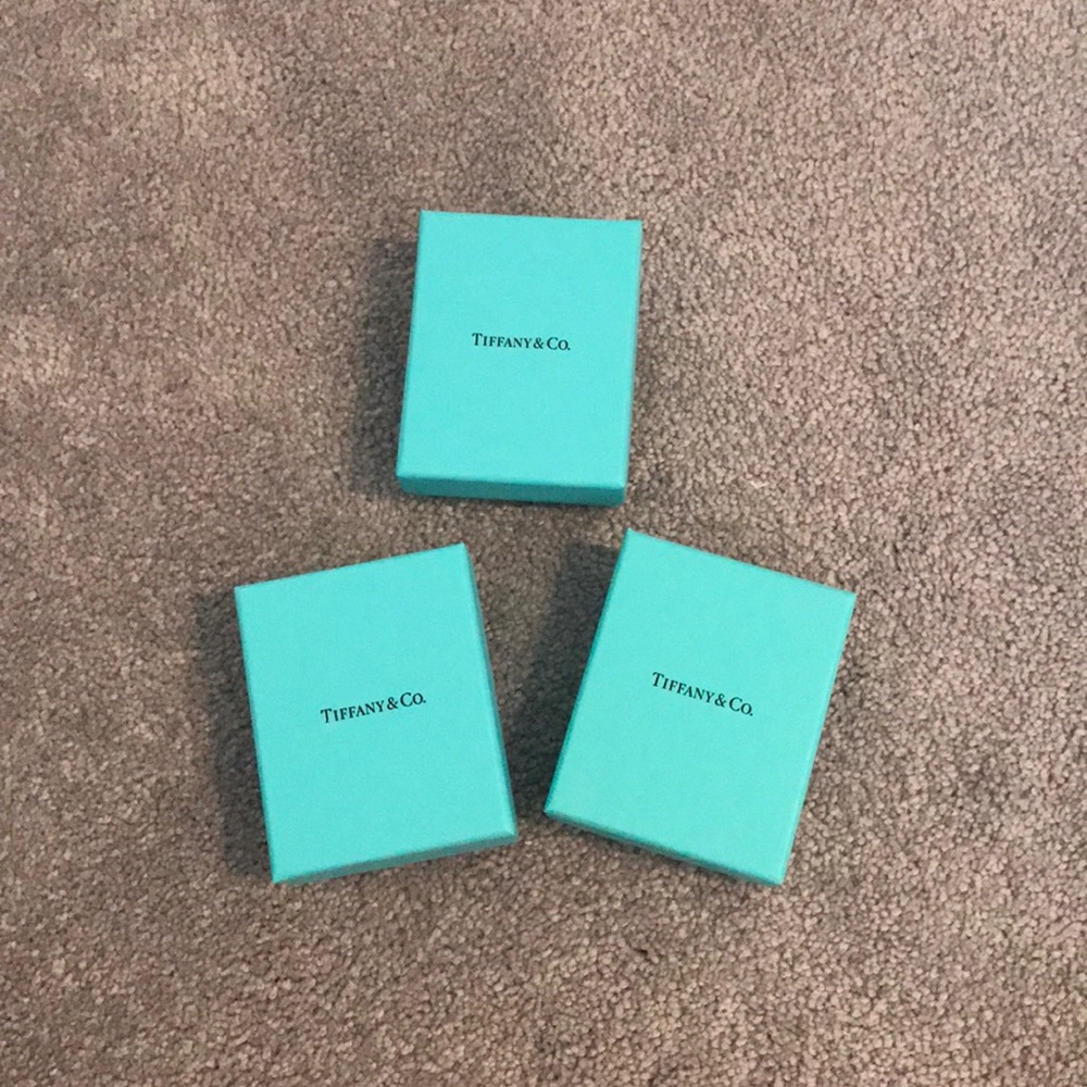 3 authentic Tiffany and co boxes AND BAG